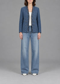 Veste longue texturée à boutons - Bleu