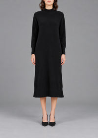 Robe pull longue en laine - Noir