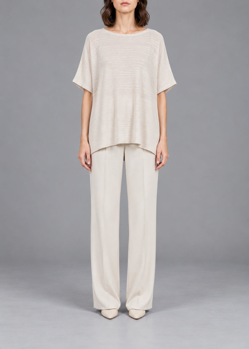 Pull poncho oversize - Blanc Cassé