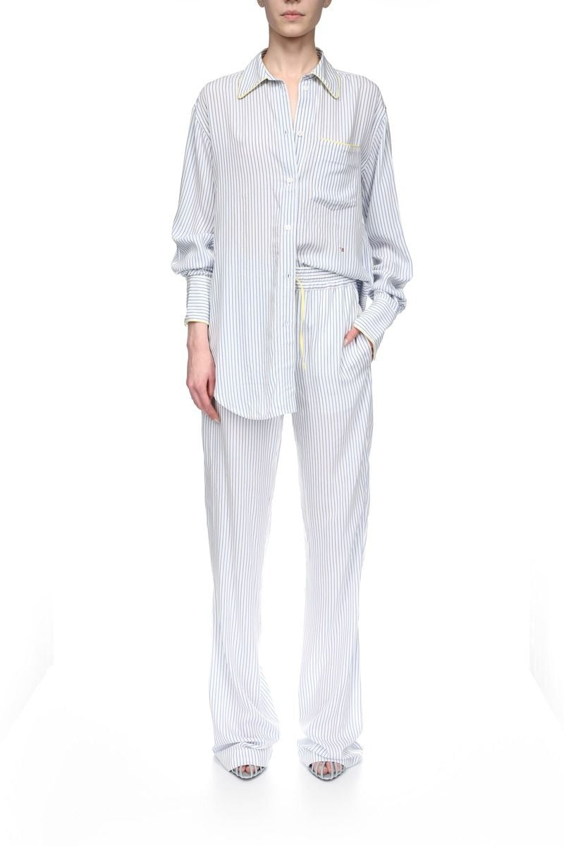 Pleat Detail Pyjama Trouser - White / Regatta / Ice Lemon