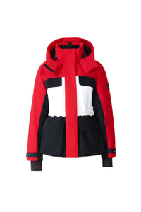 Red Multi Ladies Hooded Down Jacket