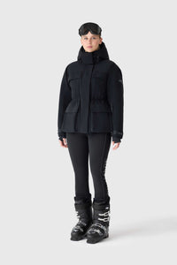 Black Ladies Hooded Down Jacket