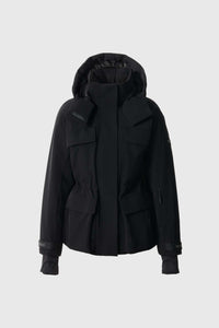 Black Ladies Hooded Down Jacket