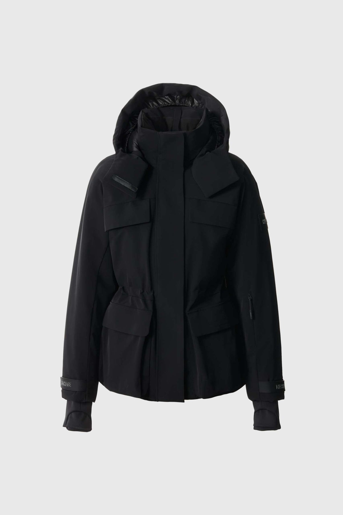 Black Ladies Hooded Down Jacket