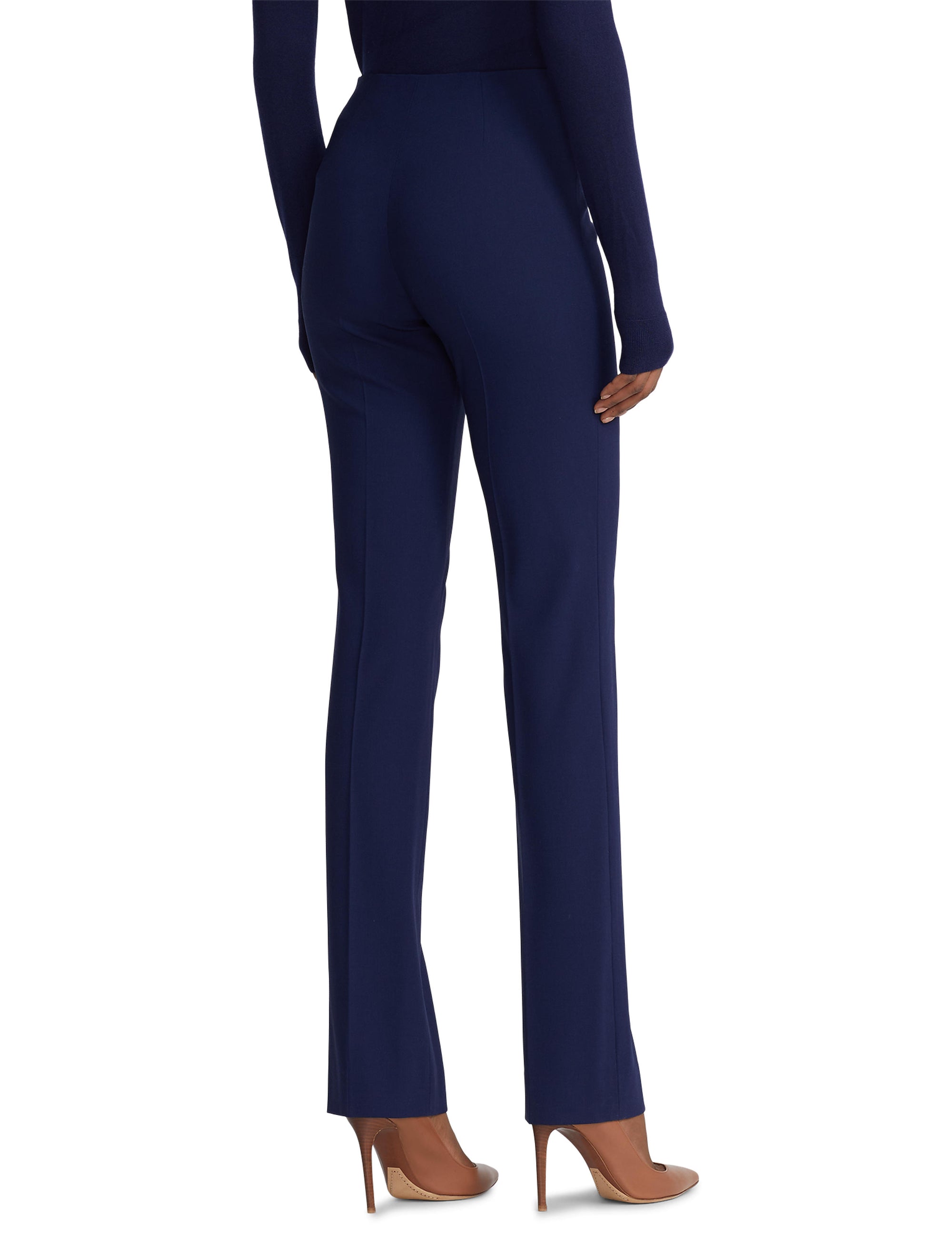 Pantalon Alandra à devant plat en laine - Bleu