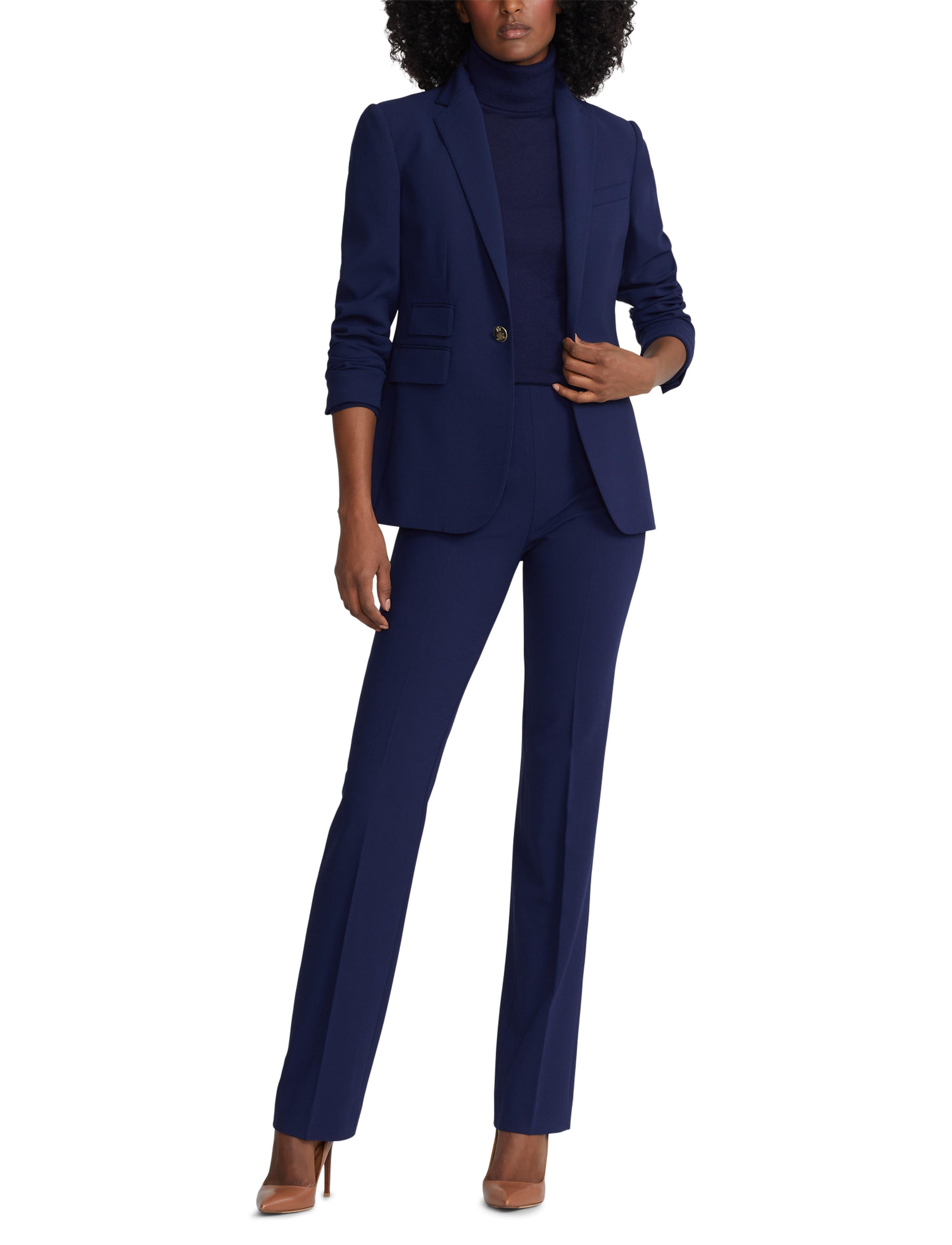Pantalon Alandra à devant plat en laine - Bleu