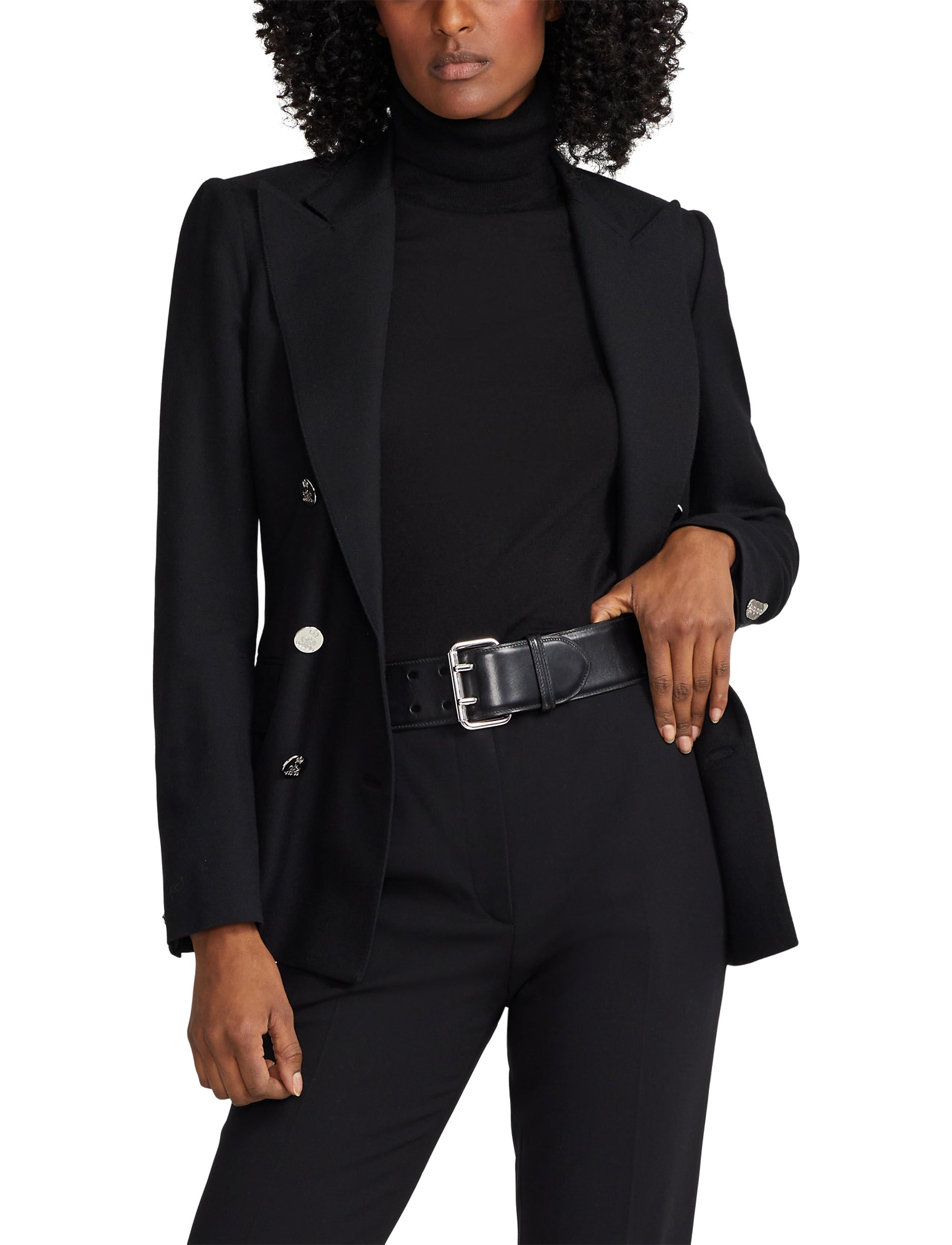 Ceinture à double ardillon en cuir - Black