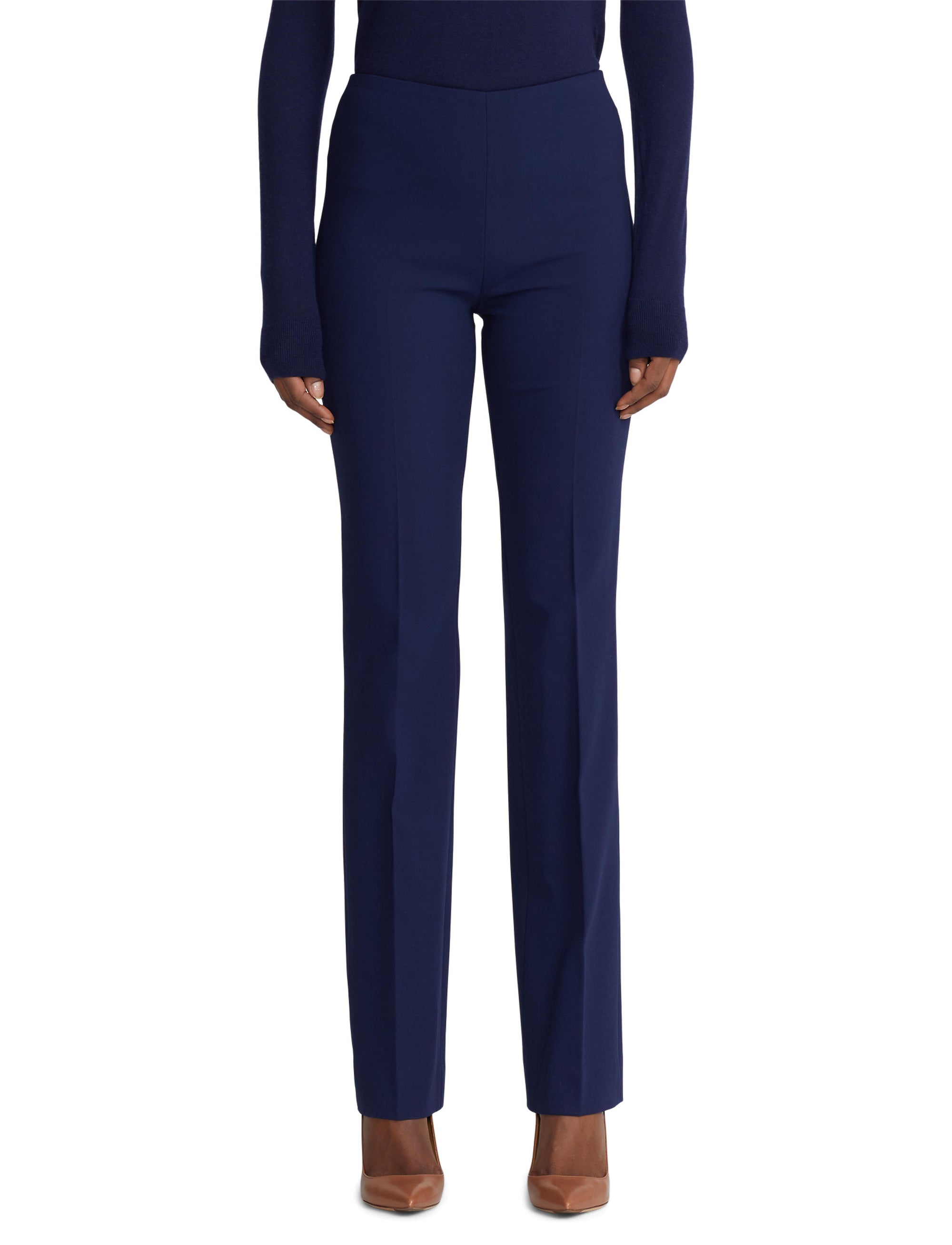 Pantalon Alandra à devant plat en laine - Bleu