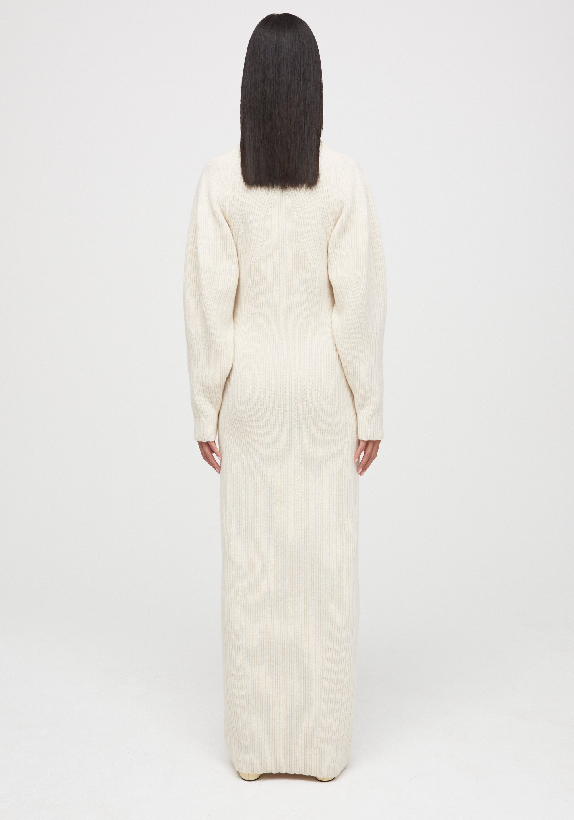 Robe longue Idaho en laine et cachemire - Cream