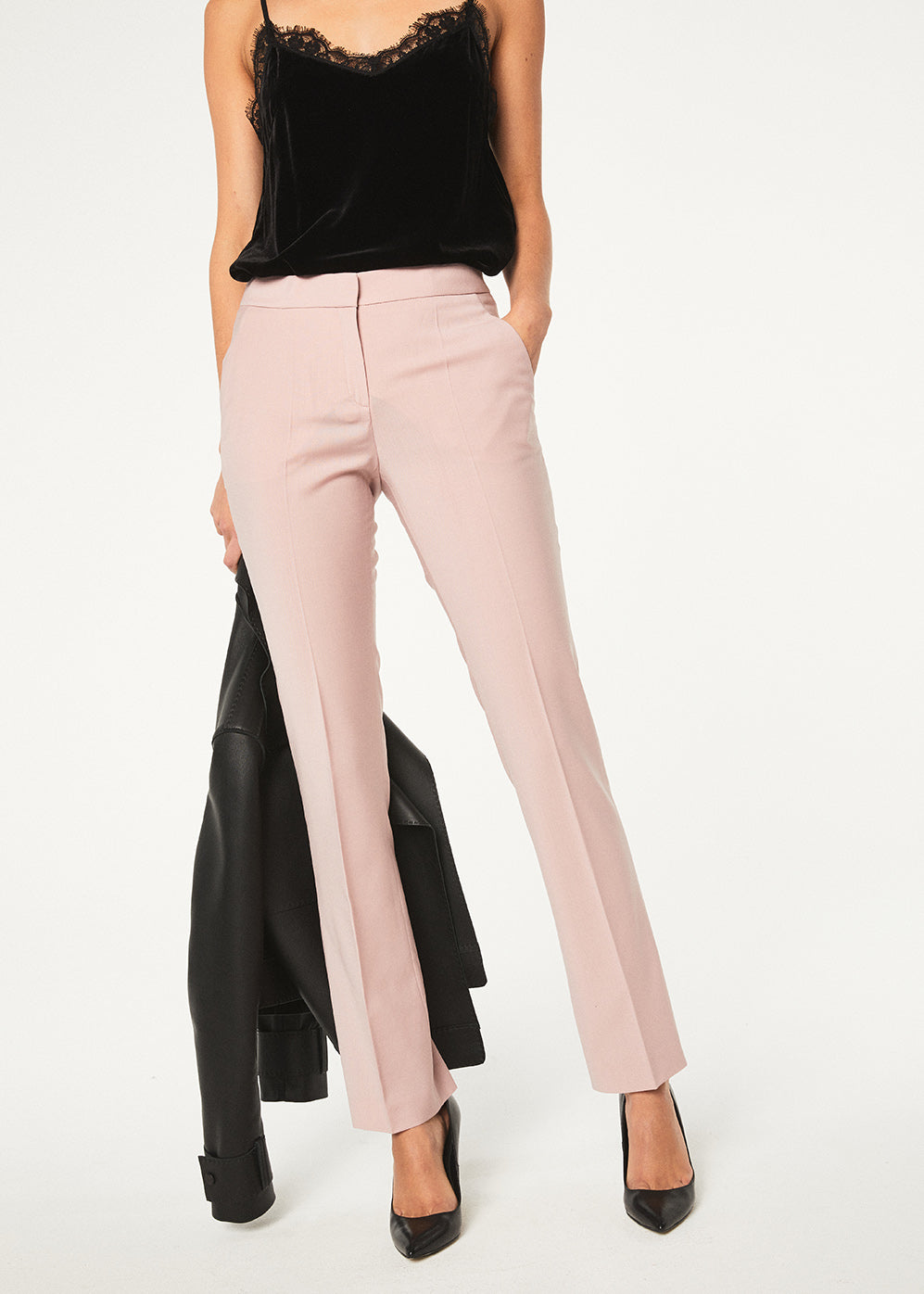 Pantalon fil a fil - Rose Pale