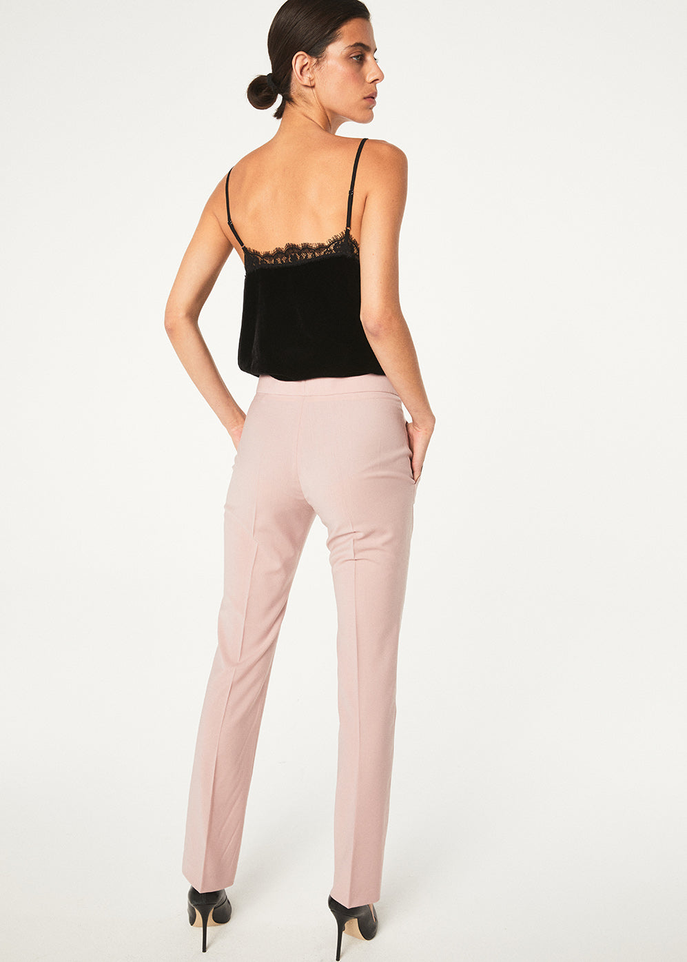 Pantalon fil a fil - Rose Pale