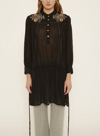 Robe courte brodée Igor - Black