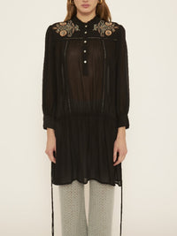 Robe courte brodée Igor - Black