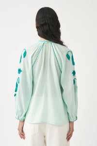 Blouse brodée Ila - Blue
