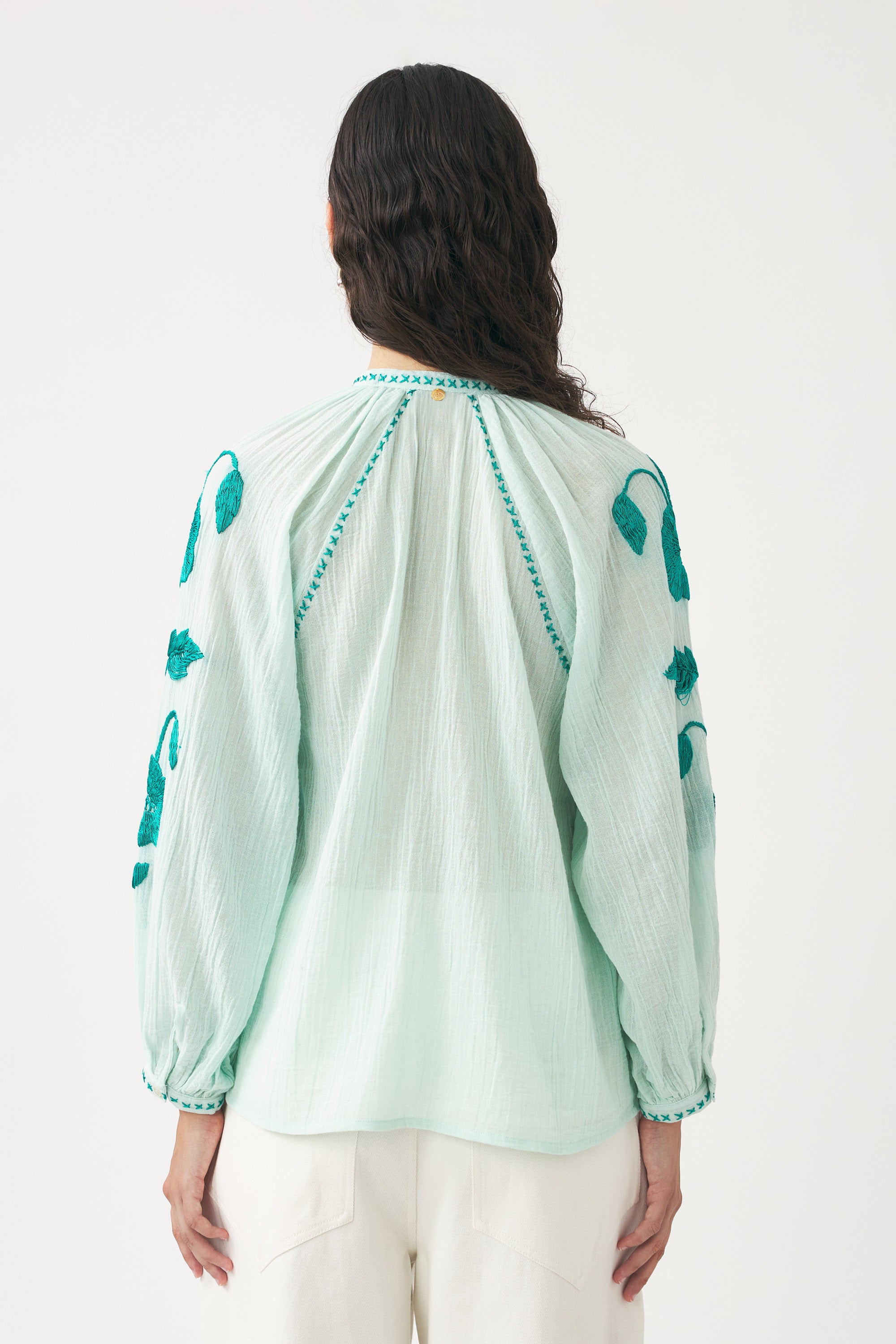 Blouse brodée Ila - Blue
