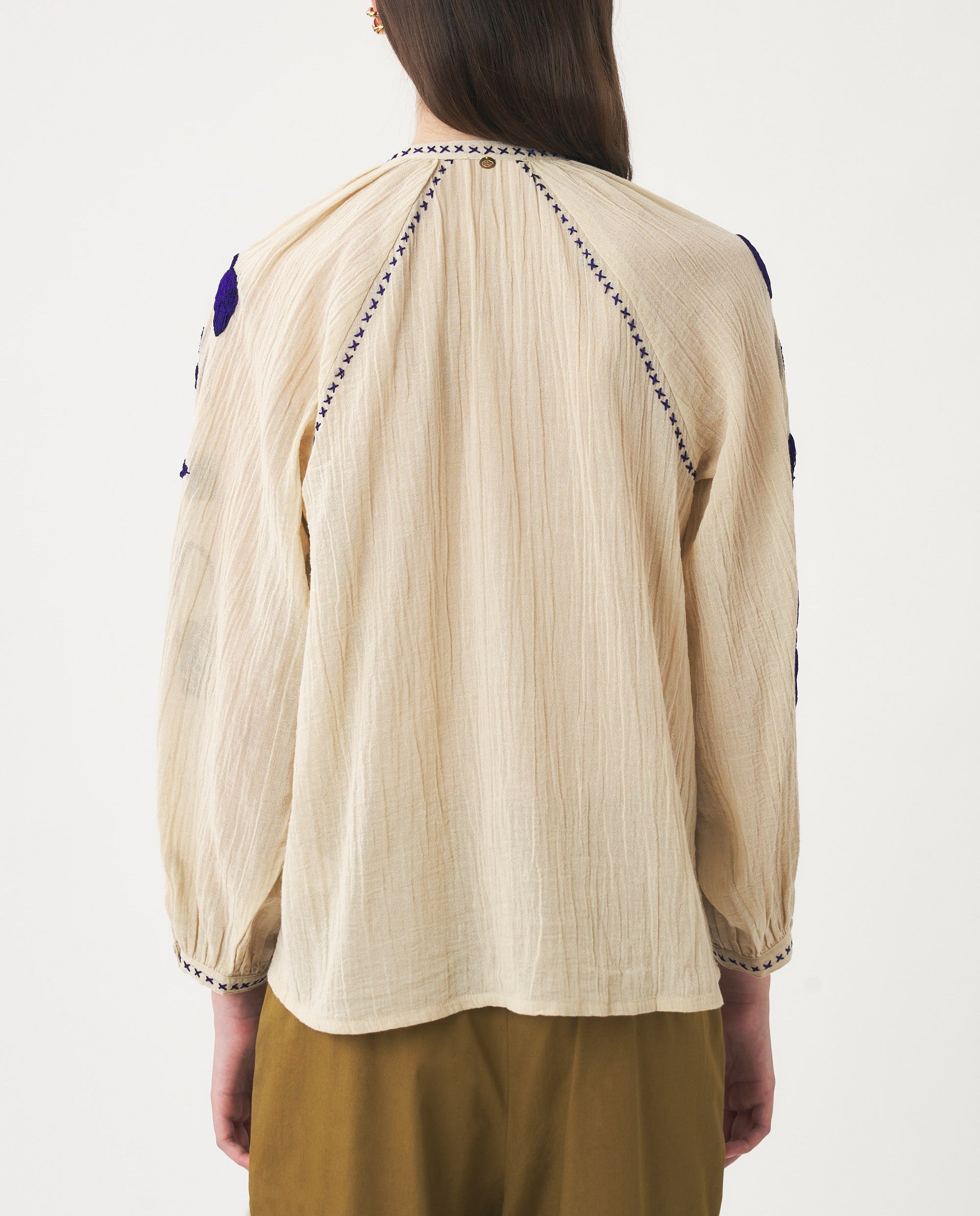 Blouse brodée Ila - Cream