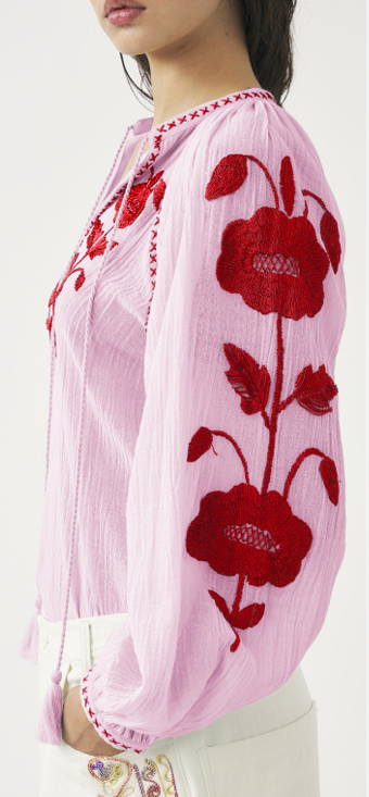 Blouse brodée Ila - Pink