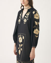 Robe brodée Ila - Black