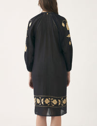 Robe brodée Ila - Black