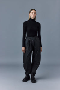 Illona wide-leg leather trousers - Black