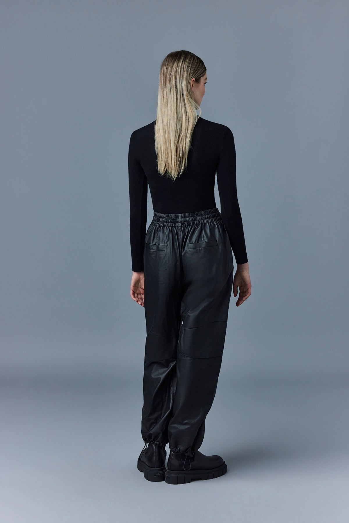 Illona wide-leg leather trousers - Black