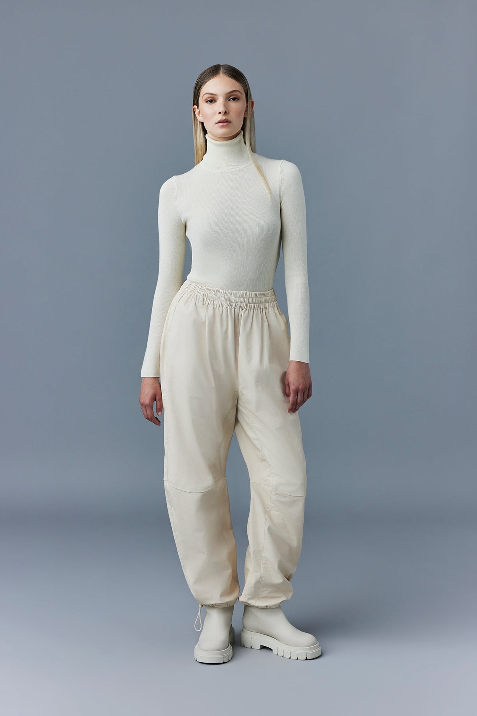 Pantalon large Illona en cuir - Ceramic