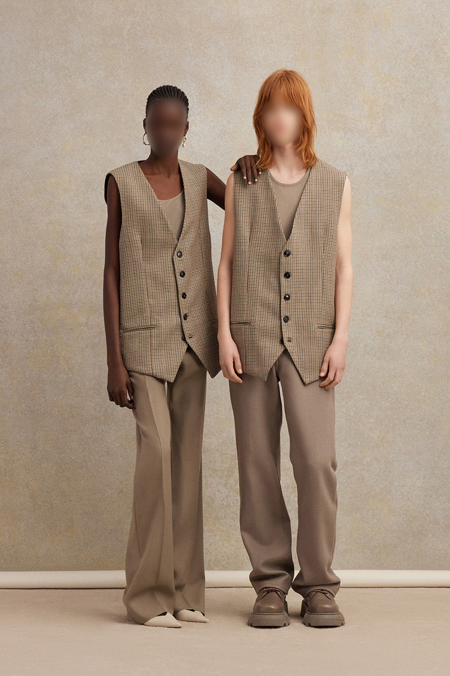 Gilet à poches passepoilées en laine - Champagne & Black