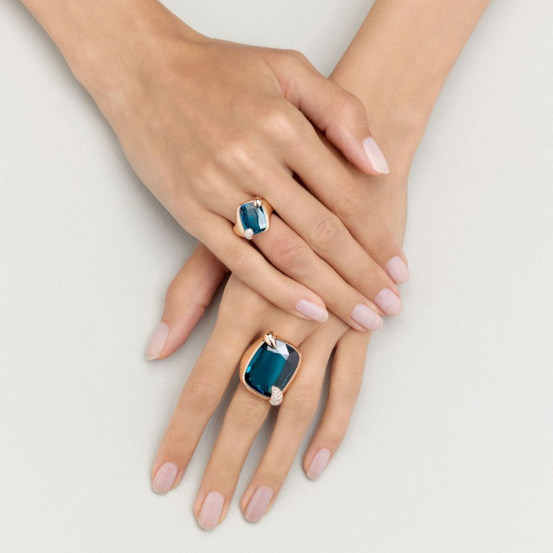 Bague Ritratto en Or rose 18K et Topaze London & Diamant