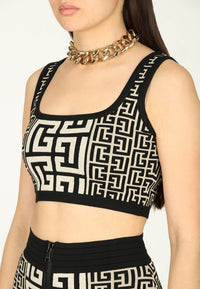 Cropped wool top - Ivory & Black