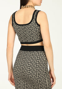Cropped wool top - Ivory & Black
