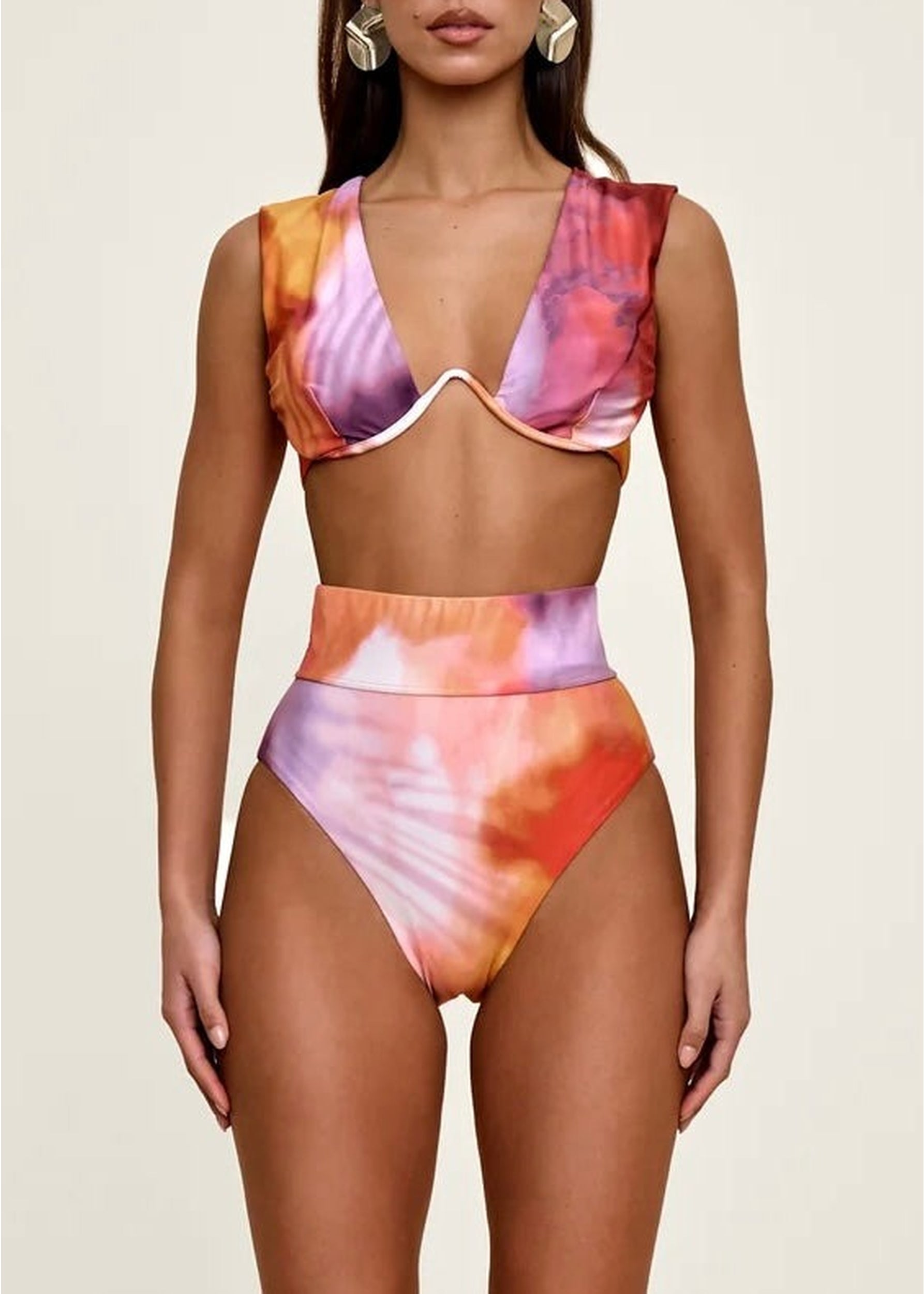 Kuwa printed high waist bikini bottoms - Dandi Print