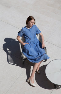 Robe cintree taille - Bleu Denim