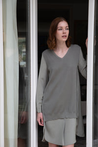 Robe bi-matiere - Kaki