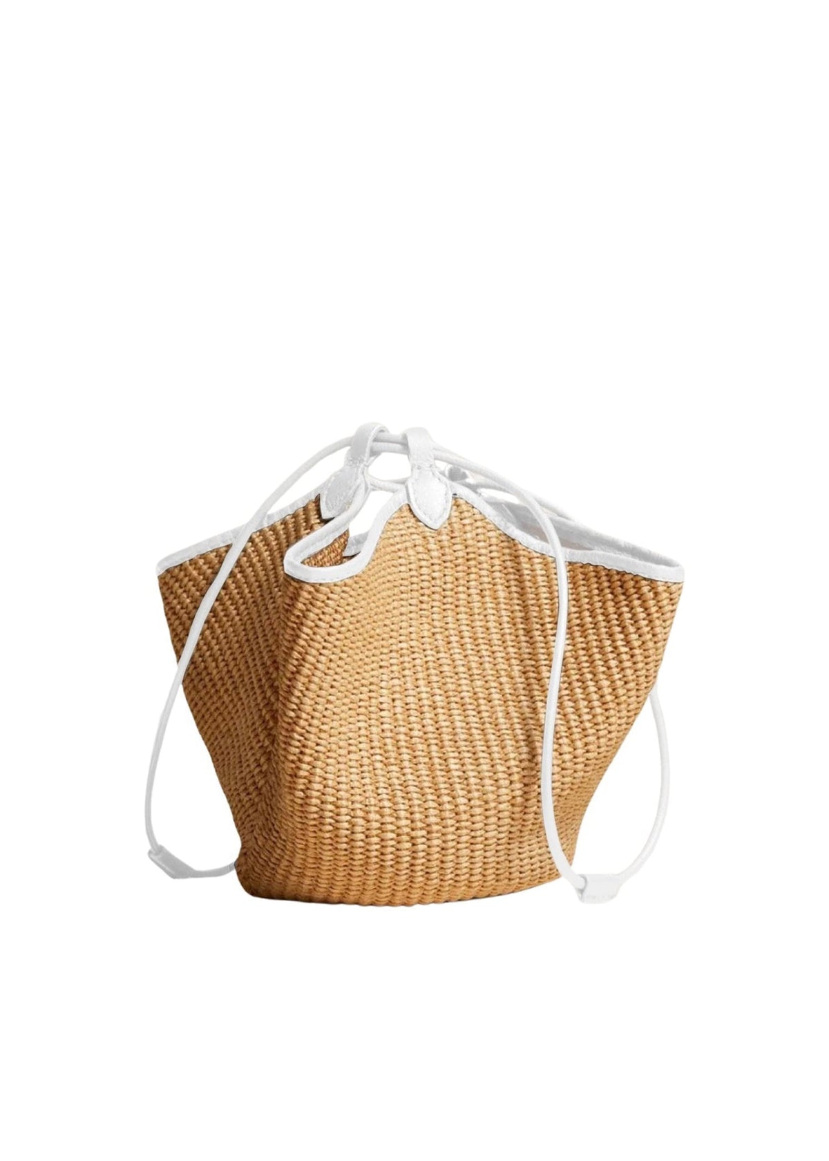 Off White & Natural Lotus Drawstring Mini In Off White / Natural - Off White & Natural