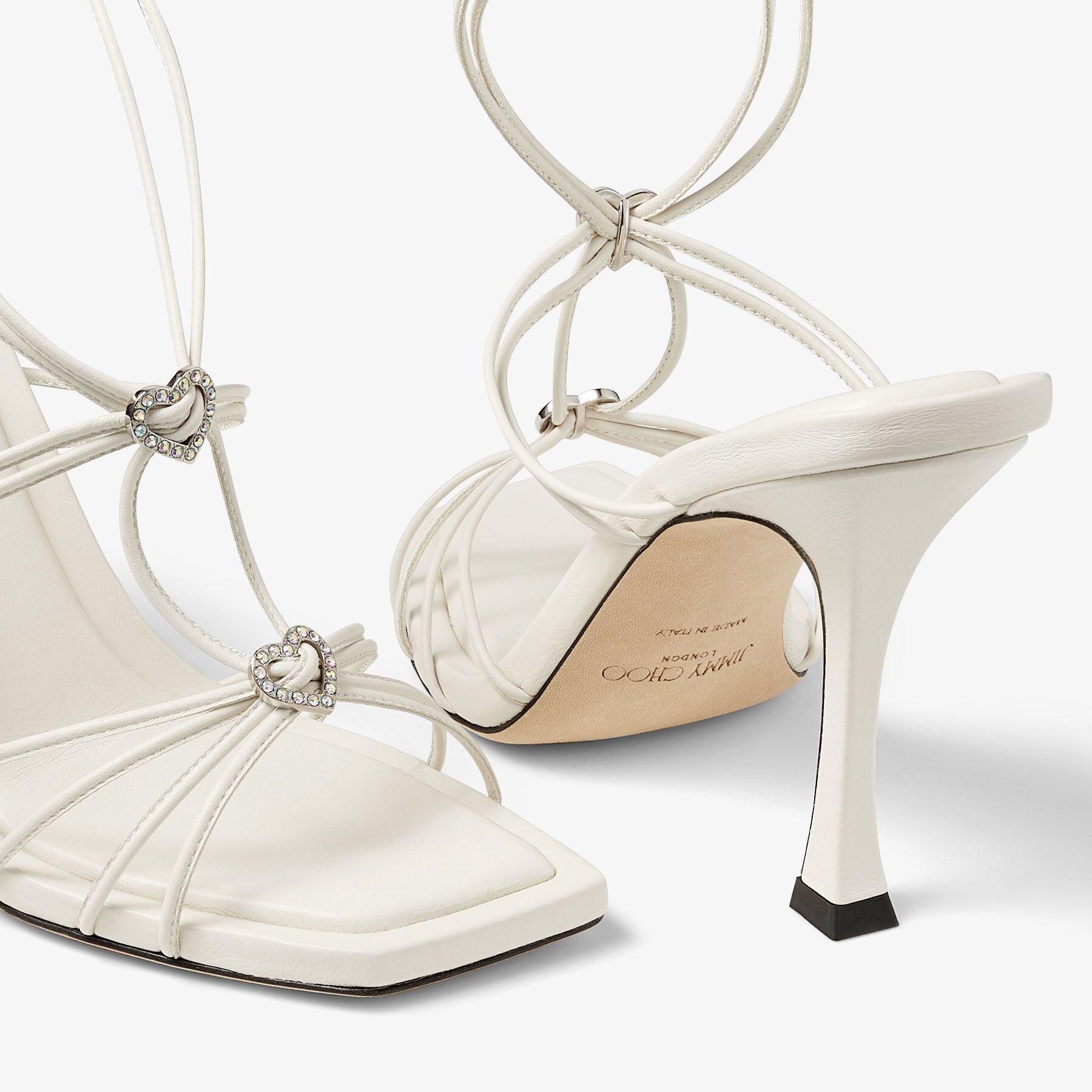 Sandales Indiya 100 en cuir à cœurs et cristaux - Latte