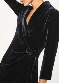 Velvet wrap dress - Navy