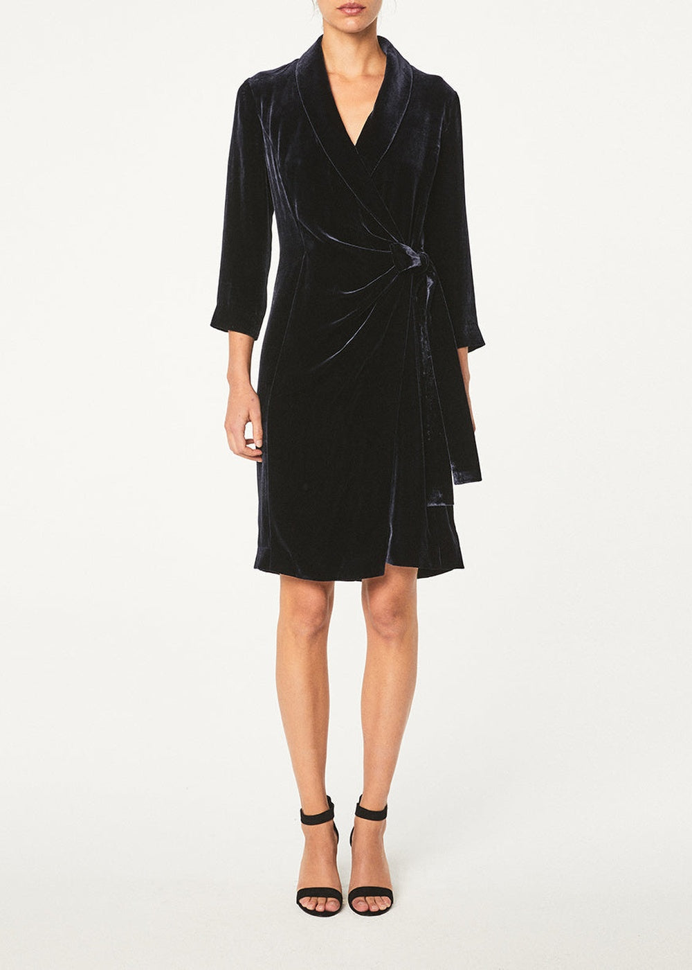 Velvet wrap dress - Navy