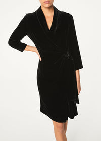 Robe portefeuille en velours - Noir