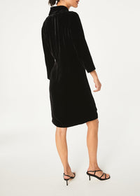 Robe portefeuille en velours - Noir