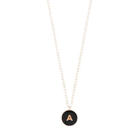 Collier Initial Ever en or rose 18 carats et onyx - Noir