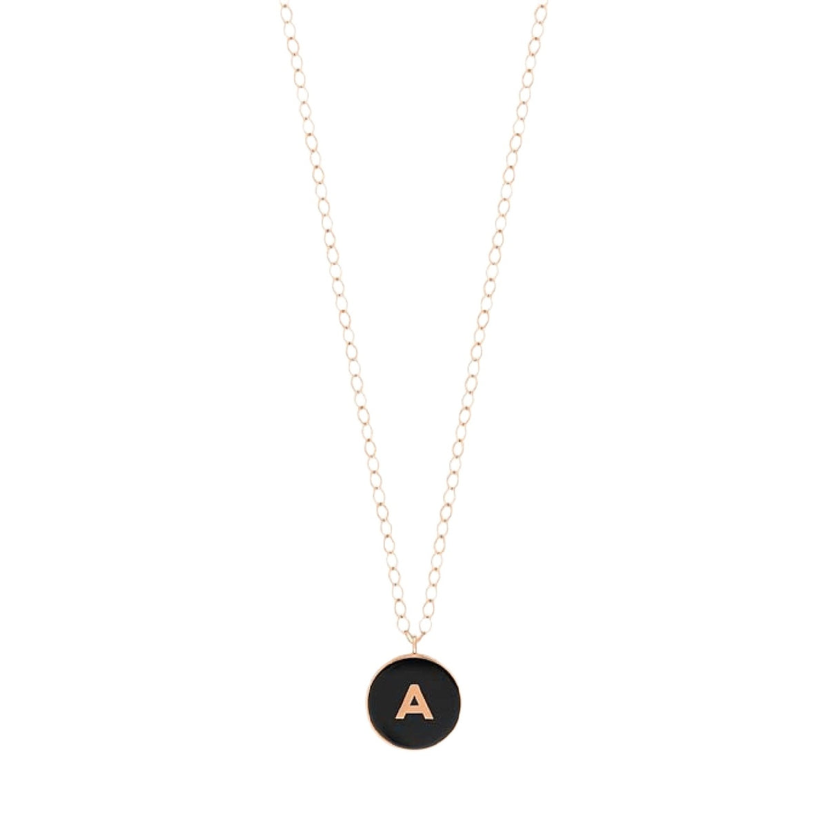 Collier Initial Ever en or rose 18 carats et onyx - Noir
