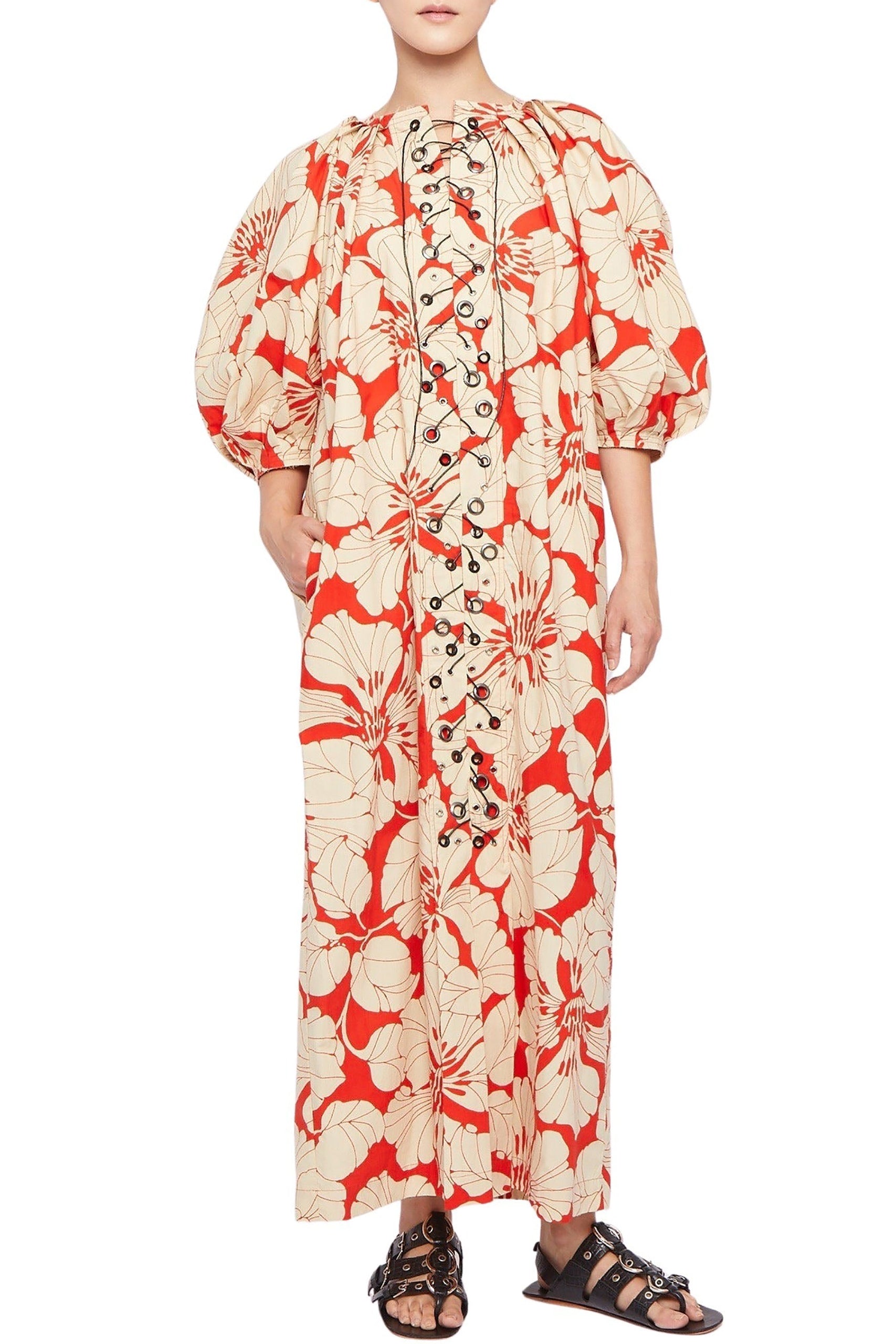 Robe Inna à manches bouffantes - Red