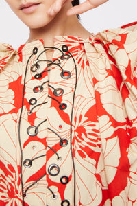 Robe Inna à manches bouffantes - Red