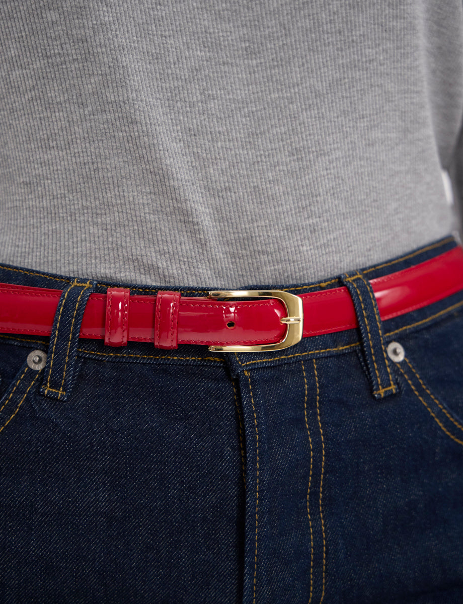 6qty NEW  / Ceinture Aurélia en cuir -  Red