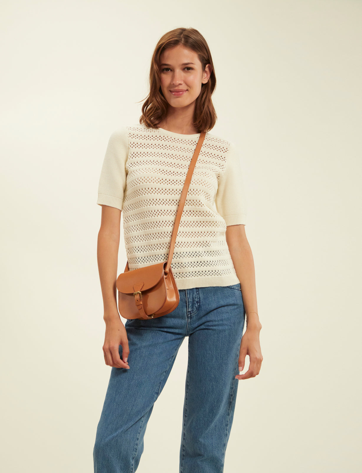 1qty NEW  / Sac bandoulière Baby Flâneur en cuir -  Camel