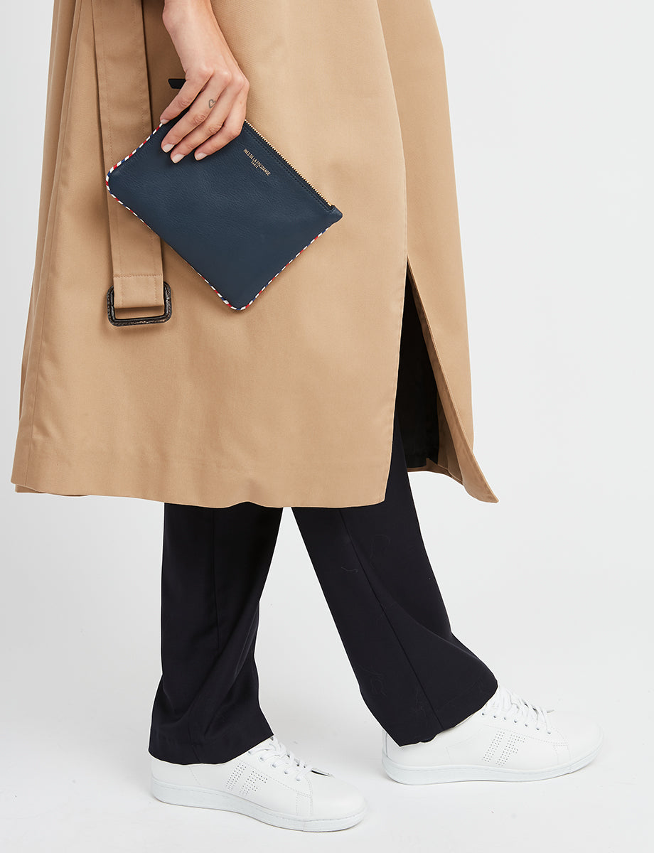 27qty NEW  / Pochette Marcia M en cuir -  Navy