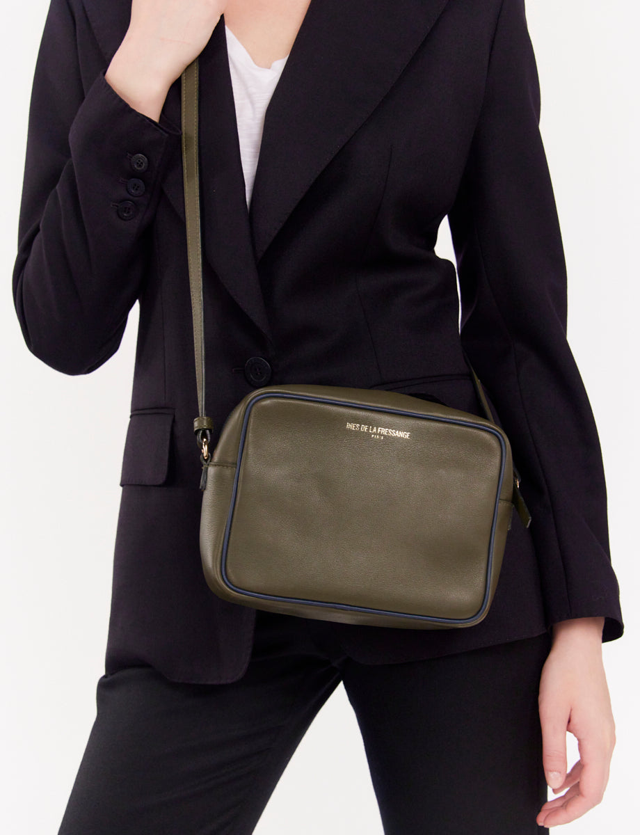 4qty NEW  / Sac bandoulière Marcia en cuir -  Khaki Navy