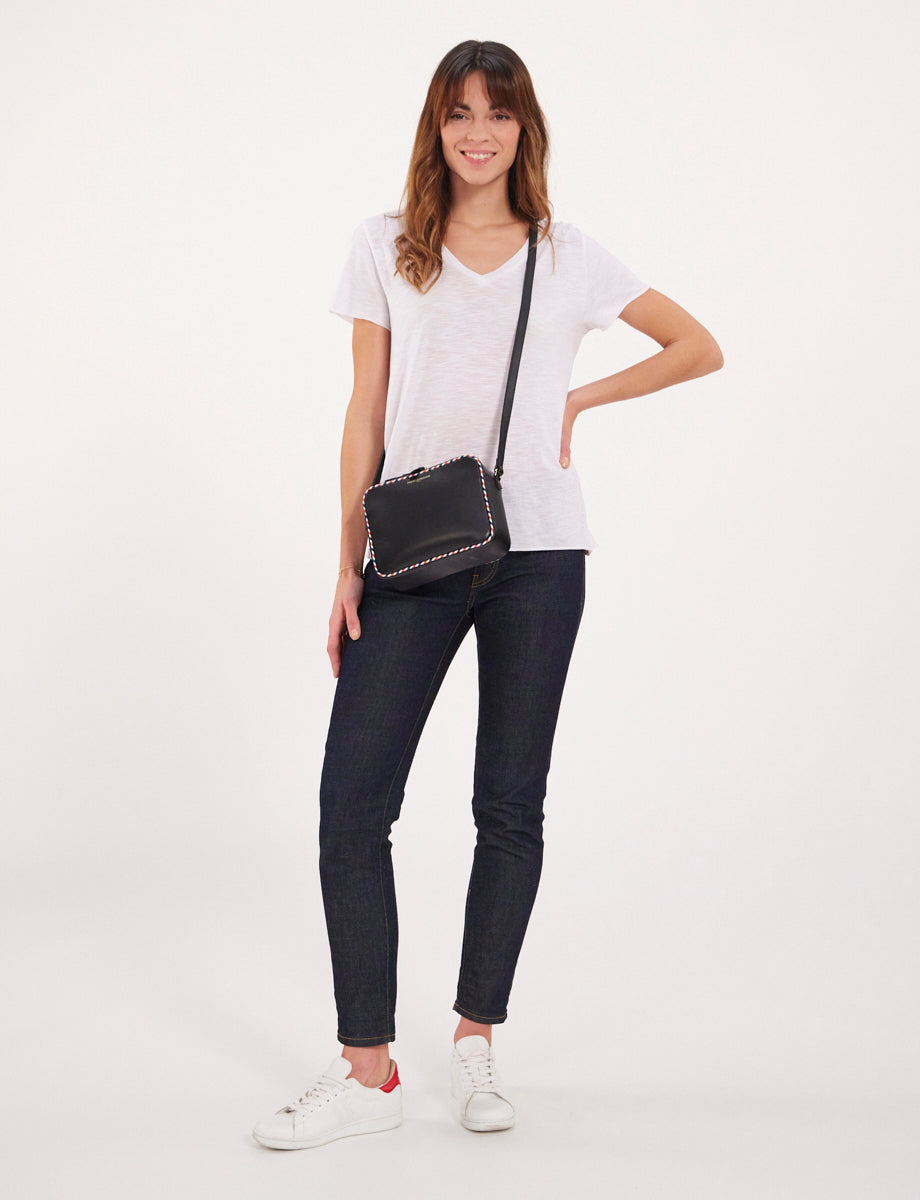 7qty NEW  / Sac bandoulière Marcia en cuir -  Black