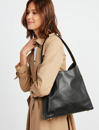 1qty NEW  / Sac bandoulière Léonore M en cuir -  Black