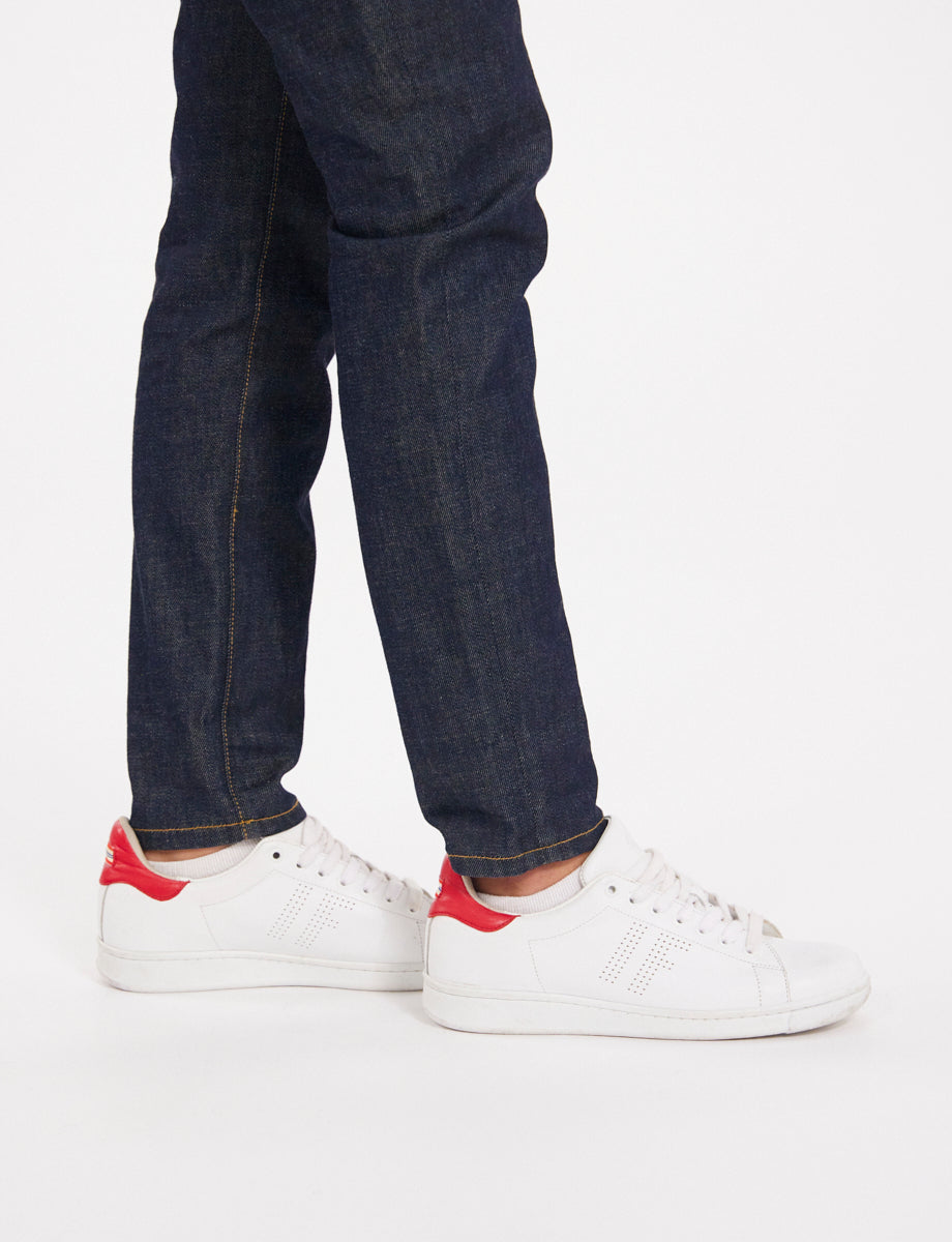 64qty NEW  / Baskets Charly en cuir -  White Red